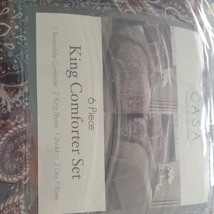 CASA Home King Comforter Set - Purple and Gray